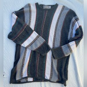 VTG Concrete Mix Vertical Stripe Sweater XL/XXL Ramie Cotton Textured Knit